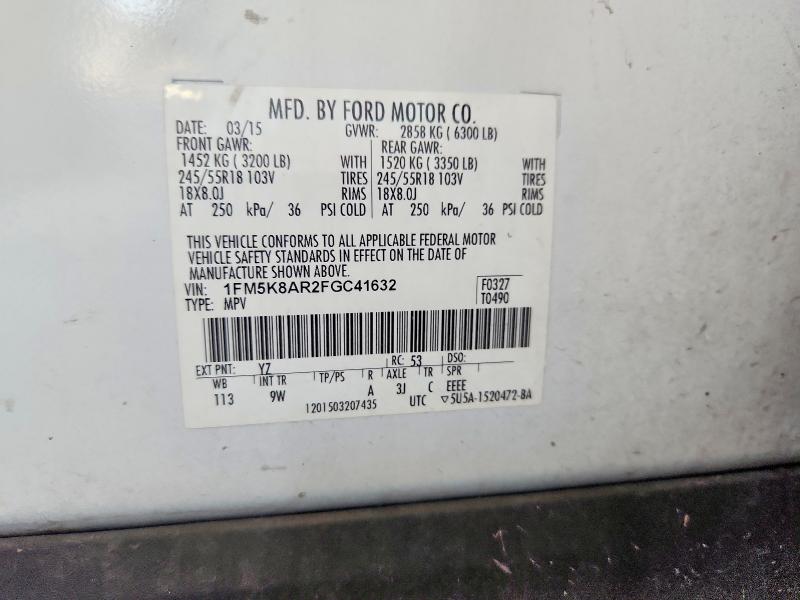2015 Ford Explorer მანქანა იყიდება აუქციონზე, vin: 1FM5K8AR2FGC41632, აუქციონის ნომერი: 47065186