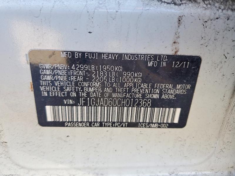 Продажа на аукционе авто 2012 Subaru Impreza, vin: JF1GJAD60CH012368, номер лота: 47500946