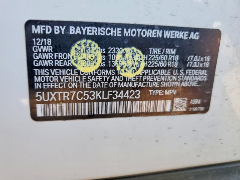 Продажа на аукционе авто 2019 Bmw X3, vin: 5UXTR7C53KLF34423, номер лота: 46847236
