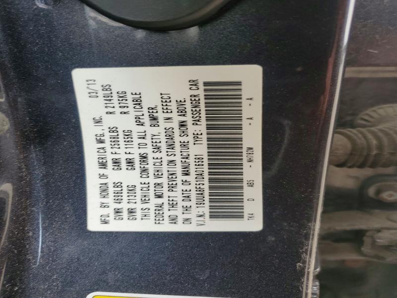 47192086 :رقم المزاد ، 19UUA8F51DA016581 vin ، 2013 Acura Tl مزاد بيع