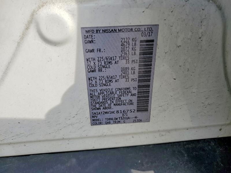 Продажа на аукционе авто 2017 Nissan Rogue, vin: 5N1AT2MV1HC816752, номер лота: 41928826