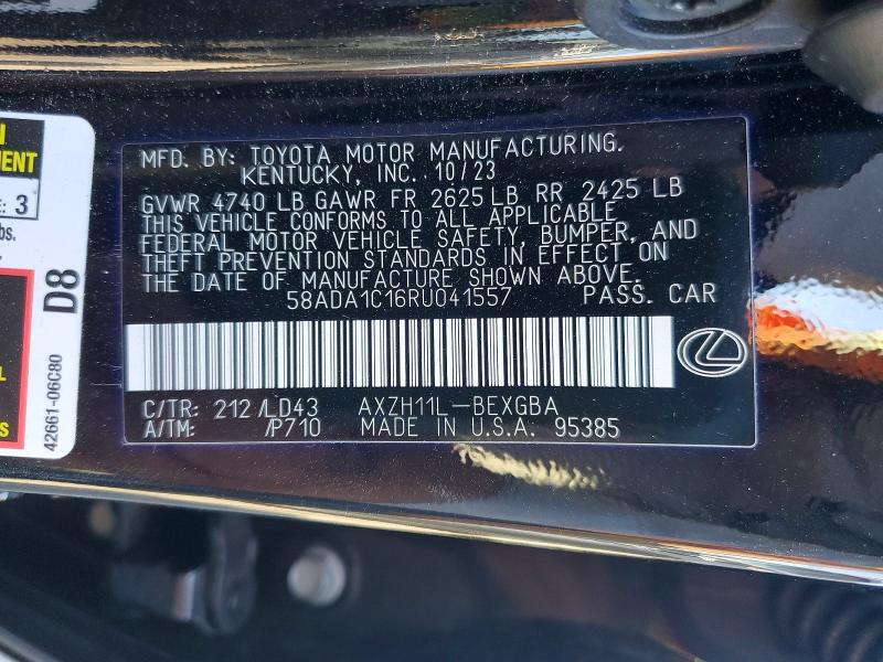 2024 Lexus Es 300h მანქანა იყიდება აუქციონზე, vin: 58ADA1C16RU041557, აუქციონის ნომერი: 46934816
