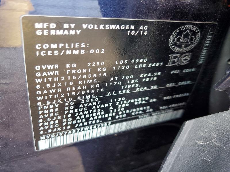 Aukcja sprzedaży 2015 Volkswagen Tiguan, vin: WVGJV7AX7FW547357, numer aukcji: 45797096