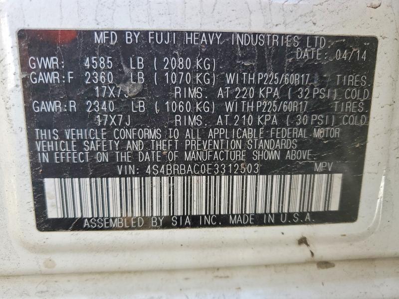 Aukcja sprzedaży 2014 Subaru Outback, vin: 4S4BRBAC0E3312503, numer aukcji: 47053546