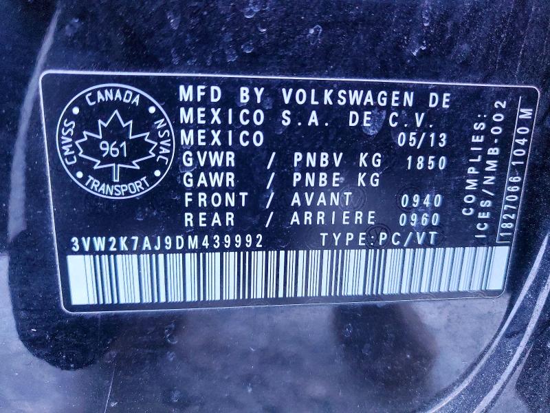 Aukcja sprzedaży 2013 Volkswagen Jetta, vin: 3VW2K7AJ9DM439992, numer aukcji: 79526925
