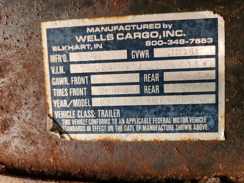 46356536 :رقم المزاد ، 1WC200N26L1048066 vin ، 1990 Wells Cargo Unknown مزاد بيع