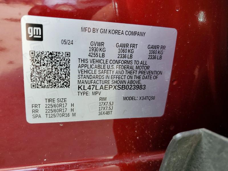 46544086 :رقم المزاد ، KL47LAEPXSB023983 vin ، 2025 Buick Envista مزاد بيع