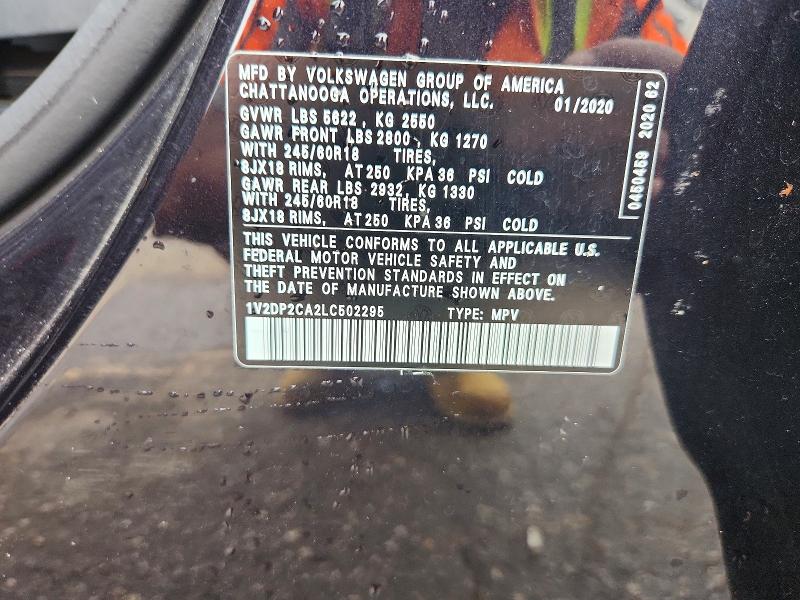 47214916 :رقم المزاد ، 1V2DP2CA2LC502295 vin ، 2020 Volkswagen Atlas مزاد بيع