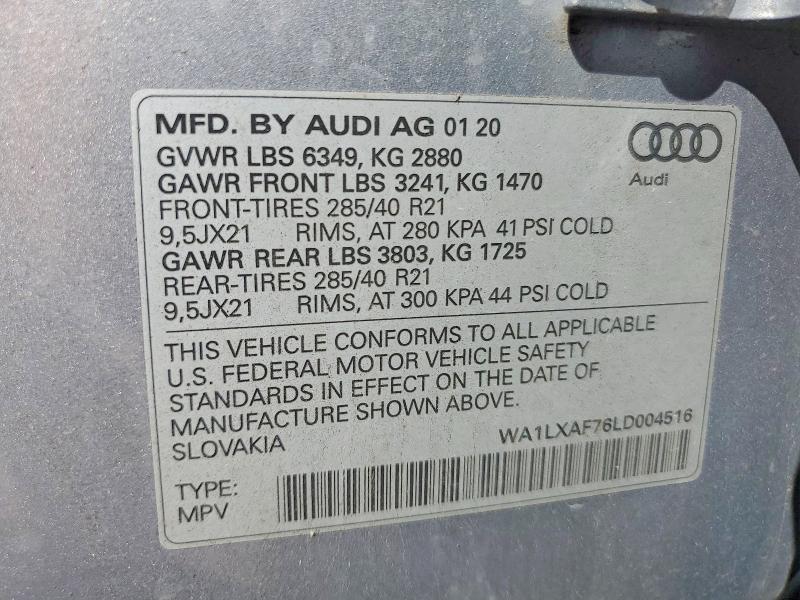 42024486 :رقم المزاد ، WA1LXAF76LD004516 vin ، 2020 Audi Q7 مزاد بيع