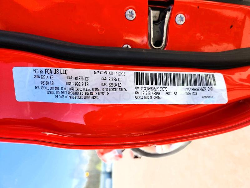 46862606 :رقم المزاد ، 2C3CDXBG0LH123676 vin ، 2020 Dodge Charger مزاد بيع
