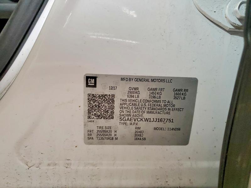 2018 Buick Enclave მანქანა იყიდება აუქციონზე, vin: 5GAEVCKW1JJ167751, აუქციონის ნომერი: 45541016