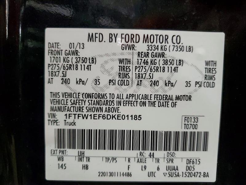 Продажа на аукционе авто 2013 Ford F150, vin: 1FTFW1EF6DKE01185, номер лота: 46928716