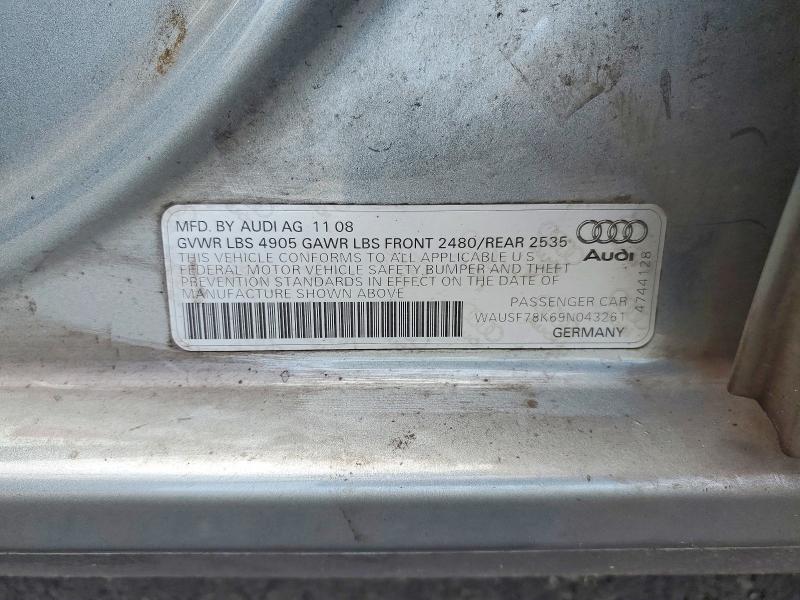 Продаж на аукціоні авто 2009 Audi A4, vin: WAUSF78K69N043261, номер лоту: 47456006