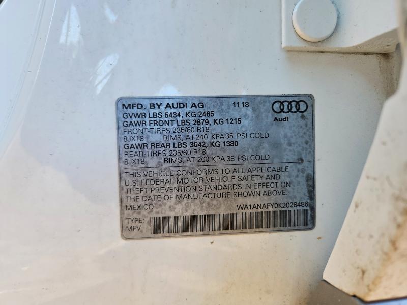 Продажа на аукционе авто 2019 Audi Q5, vin: WA1ANAFY0K2028486, номер лота: 45492976