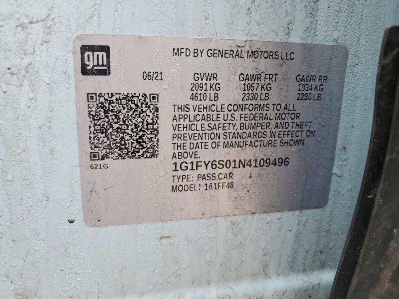 2022 Chevrolet Bolt Euv მანქანა იყიდება აუქციონზე, vin: 1G1FY6S01N4109496, აუქციონის ნომერი: 45699106