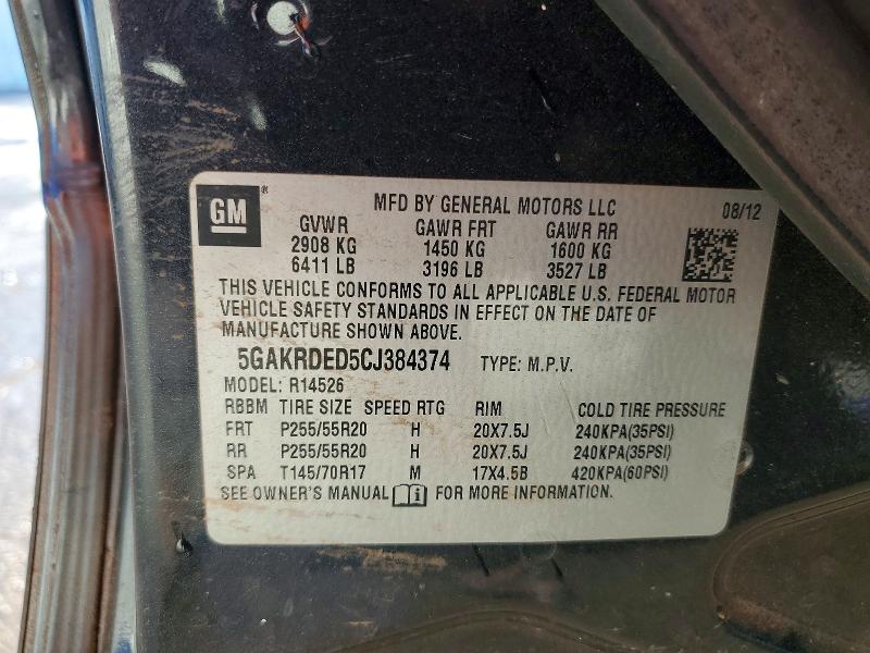 Продаж на аукціоні авто 2012 Buick Enclave, vin: 5GAKRDED5CJ384374, номер лоту: 46019116