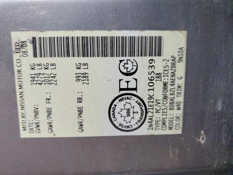 46823486 :رقم المزاد ، 1N4AL21E19C106539 vin ، 2009 Nissan Altima مزاد بيع