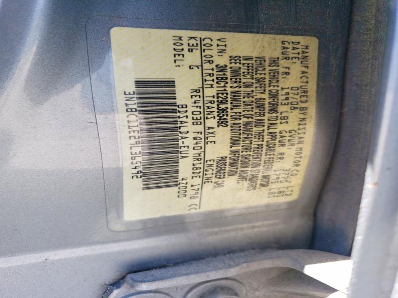 2009 Nissan Versa მანქანა იყიდება აუქციონზე, vin: 3N1BC11E29L365492, აუქციონის ნომერი: 46543426