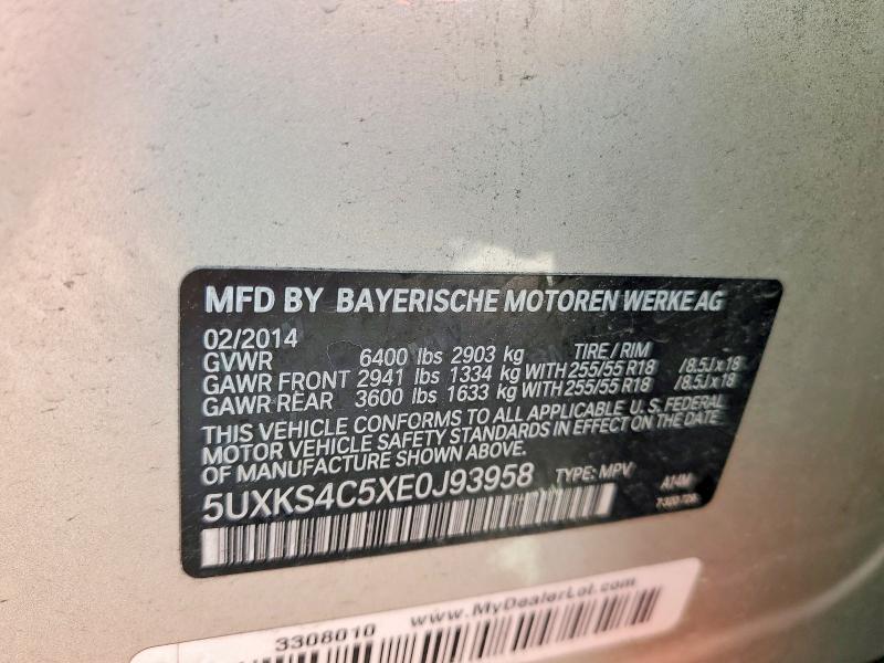 42048196 :رقم المزاد ، 5UXKS4C5XE0J93958 vin ، 2014 Bmw X5 مزاد بيع