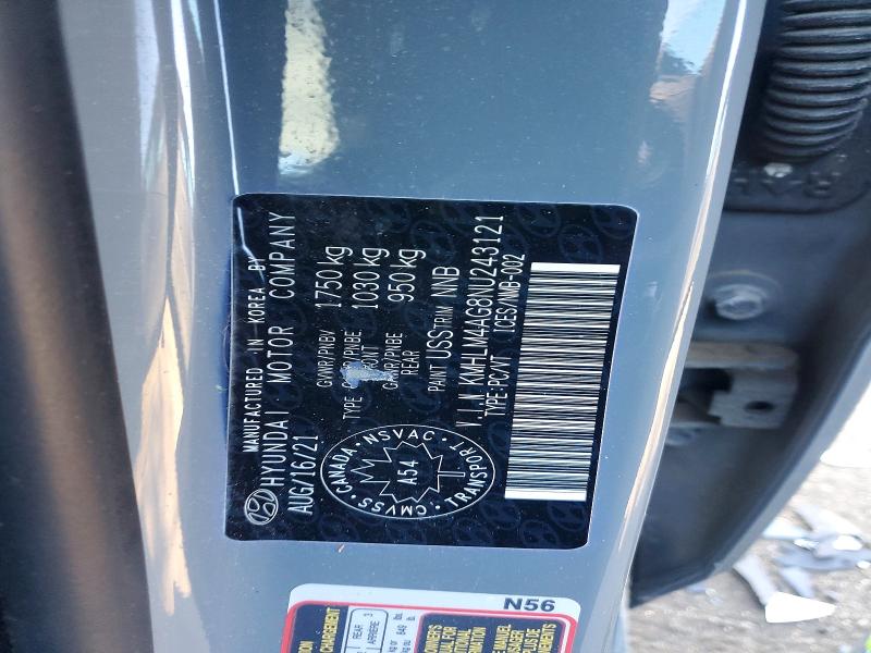 47822526 :رقم المزاد ، KMHLM4AG8NU243121 vin ، 2022 Hyundai Elantra مزاد بيع
