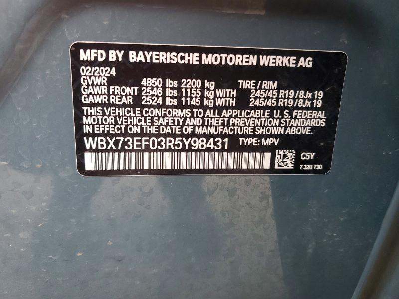 79119255 :رقم المزاد ، WBX73EF03R5Y98431 vin ، 2024 Bmw X1 مزاد بيع