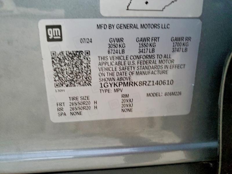 2024 Cadillac Lyriq მანქანა იყიდება აუქციონზე, vin: 1GYKPMRK8RZ140610, აუქციონის ნომერი: 47947086