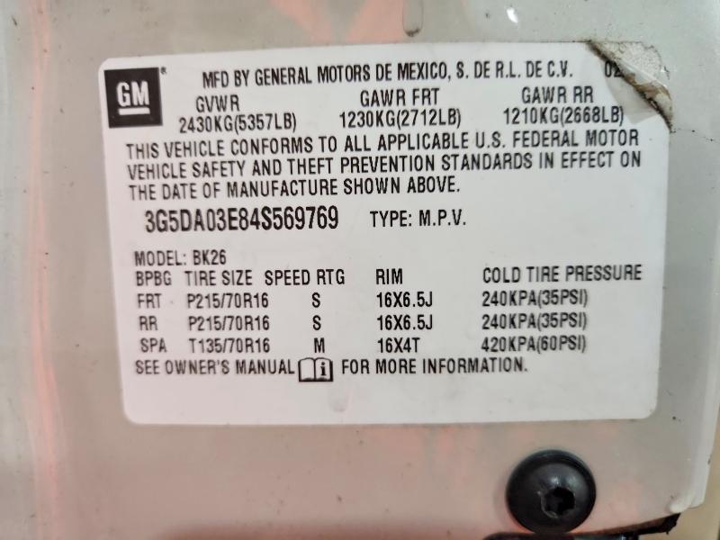2004 Buick Rendezvous მანქანა იყიდება აუქციონზე, vin: 3G5DA03E84S569769, აუქციონის ნომერი: 79443455