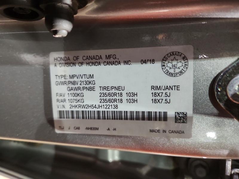 Продаж на аукціоні авто 2018 Honda Cr-v, vin: 2HKRW2H54JH122138, номер лоту: 41977226