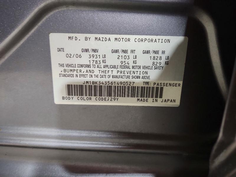 45936716 :رقم المزاد ، JM1BK343561490527 vin ، 2006 Mazda 3 مزاد بيع