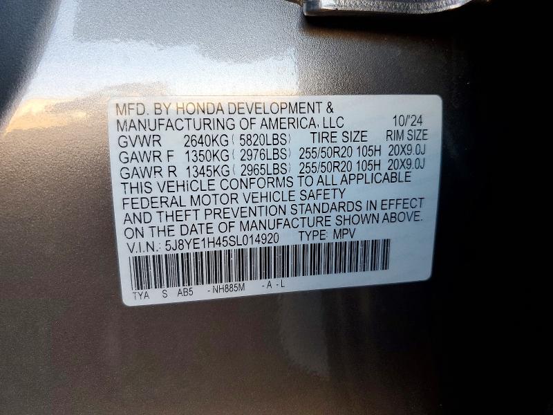 2025 Acura Mdx მანქანა იყიდება აუქციონზე, vin: 5J8YE1H45SL014920, აუქციონის ნომერი: 47244966