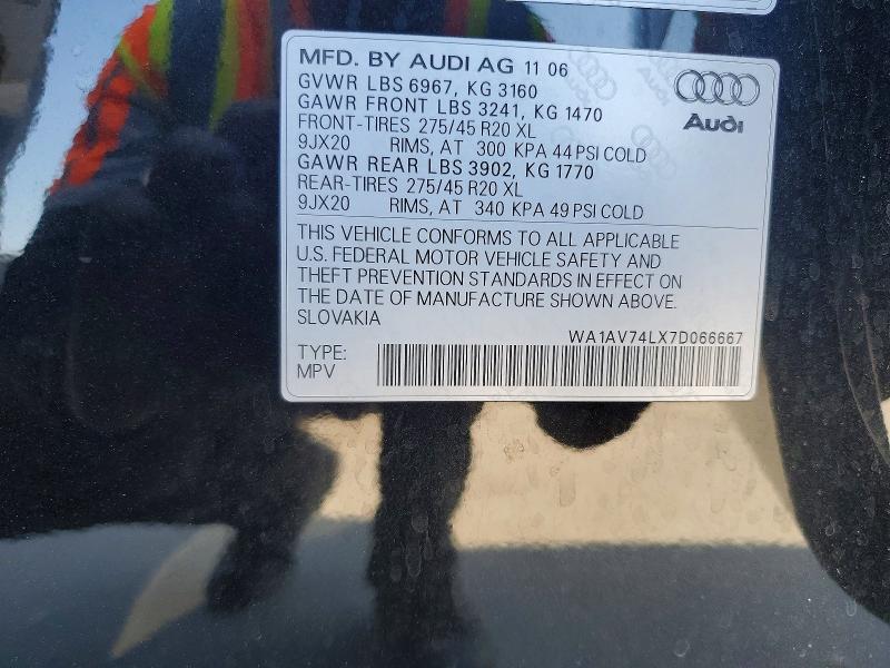 Продажа на аукционе авто 2007 Audi Q7, vin: WA1AV74LX7D066667, номер лота: 47705606