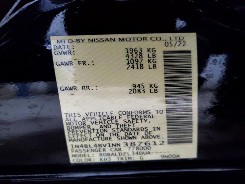 47057696 :رقم المزاد ، 1N4BL4BV1NN387612 vin ، 2022 Nissan Altima مزاد بيع
