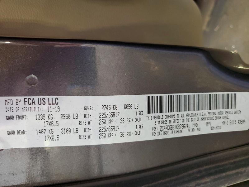 Aukcja sprzedaży 2019 Dodge Grand Caravan, vin: 2C4RDGBG9KR796741, numer aukcji: 48295726