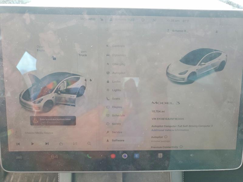 Продаж на аукціоні авто 2022 Tesla Model 3, vin: 5YJ3E1EA8NF163400, номер лоту: 78682195