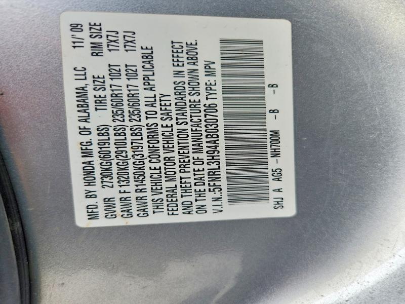 Aukcja sprzedaży 2010 Honda Odyssey, vin: 5FNRL3H94AB030706, numer aukcji: 45606986