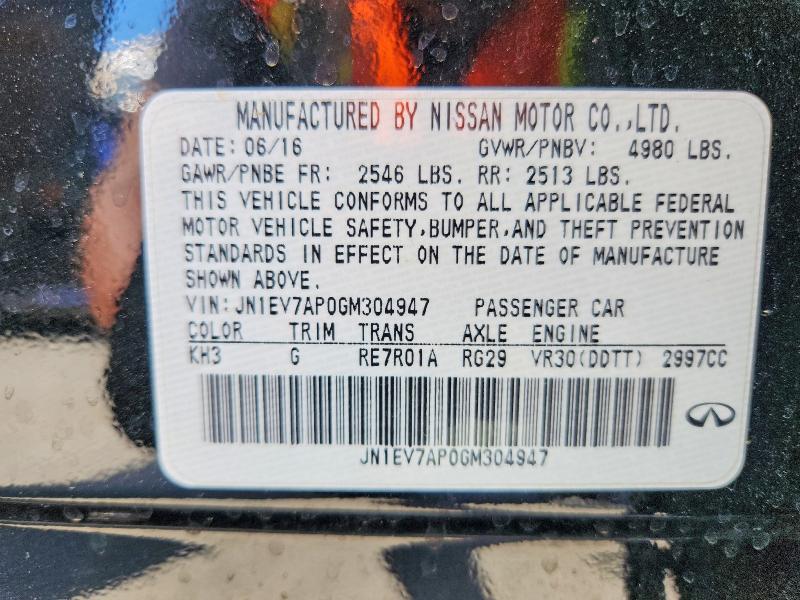 2016 Infiniti Q50 მანქანა იყიდება აუქციონზე, vin: JN1EV7AP0GM304947, აუქციონის ნომერი: 47595556