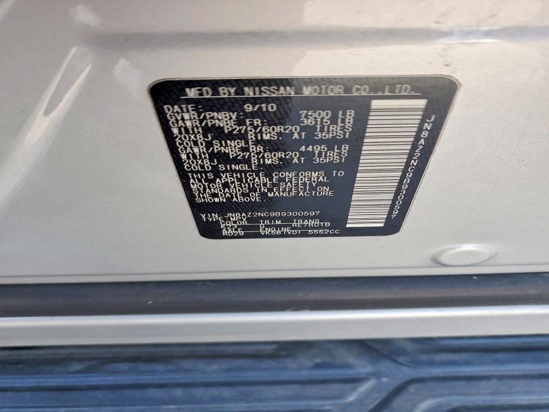 76059285 :رقم المزاد ، JN8AZ2NC9B9300597 vin ، 2011 Infiniti Qx56 مزاد بيع