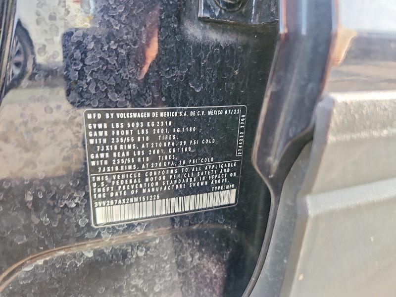 47812316 :رقم المزاد ، 3VV2B7AX2NM151225 vin ، 2022 Volkswagen Tiguan مزاد بيع