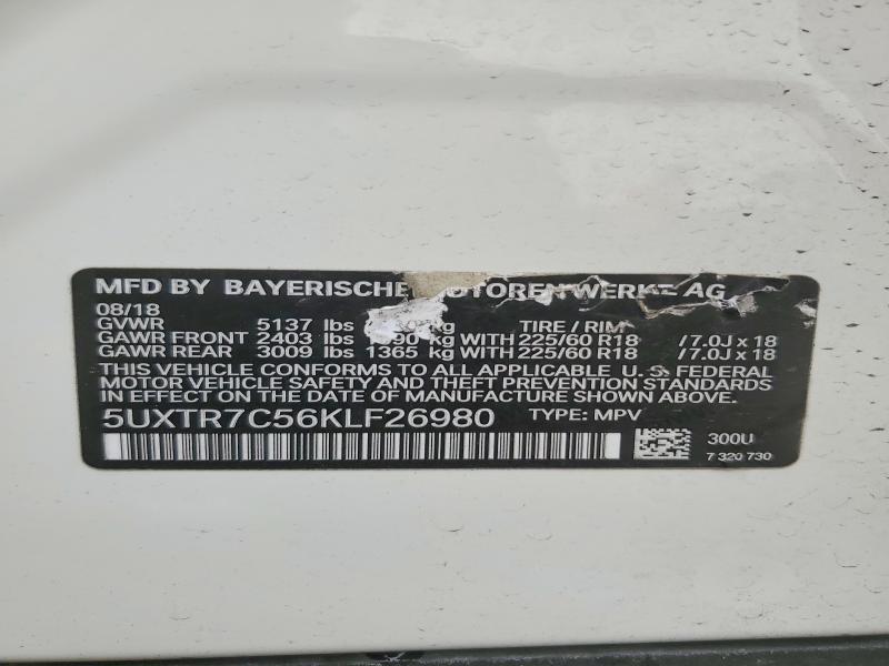 Продаж на аукціоні авто 2019 Bmw X3, vin: 5UXTR7C56KLF26980, номер лоту: 41912876