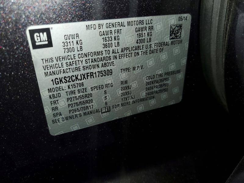 2015 Gmc Yukon მანქანა იყიდება აუქციონზე, vin: 1GKS2CKJXFR175309, აუქციონის ნომერი: 79831745