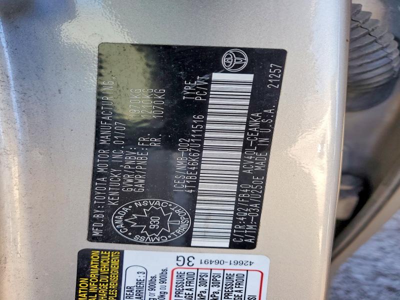 Aukcja sprzedaży 2007 Toyota Camry, vin: 4T1BE46K67U111516, numer aukcji: 76360985