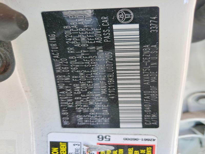 Aukcja sprzedaży 2020 Toyota Camry, vin: 4T1C11BK8LU007205, numer aukcji: 47120706