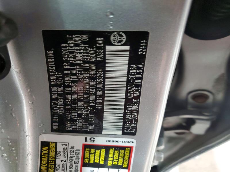 Aukcja sprzedaży 2018 Toyota Camry, vin: 4T1B11HK7JU053284, numer aukcji: 41689616