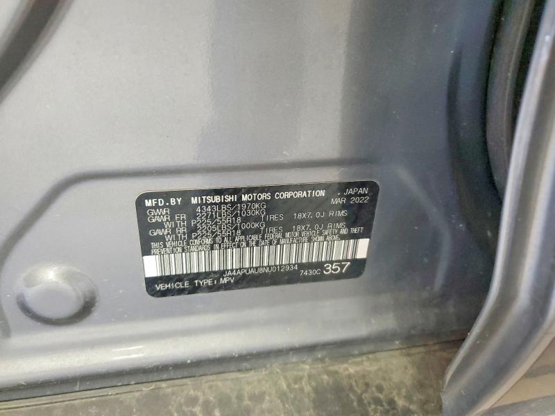 Продаж на аукціоні авто 2022 Mitsubishi Outlander Sport, vin: JA4APUAU8NU012934, номер лоту: 45997886