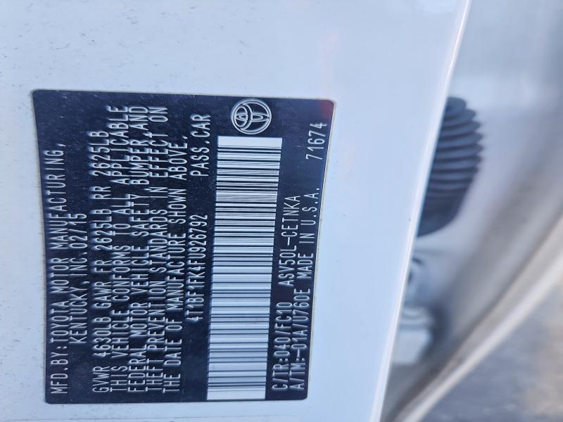 45729536 :رقم المزاد ، 4T1BF1FK4FU926792 vin ، 2015 Toyota Camry مزاد بيع