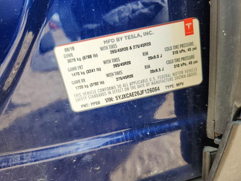 Aukcja sprzedaży 2018 Tesla Model X, vin: 5YJXCAE26JF126064, numer aukcji: 79170625