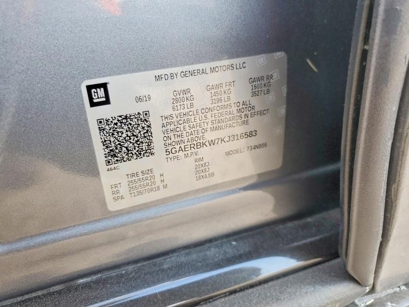 79123865 :رقم المزاد ، 5GAERBKW7KJ316583 vin ، 2019 Buick Enclave مزاد بيع