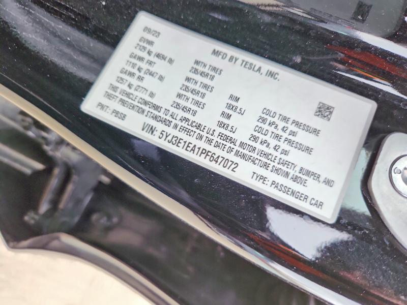 Продажа на аукционе авто 2023 Tesla Model 3, vin: 5YJ3E1EA1PF647072, номер лота: 41792856