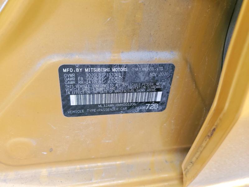 Продаж на аукціоні авто 2021 Mitsubishi Mirage, vin: ML32AWHJ6MH002206, номер лоту: 41904636