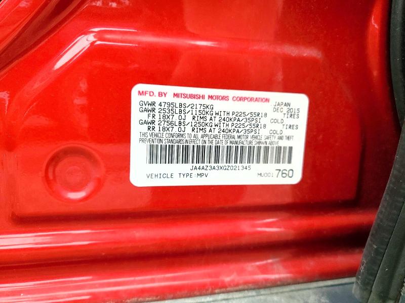 Продаж на аукціоні авто 2016 Mitsubishi Outlander, vin: JA4AZ3A3XGZ021345, номер лоту: 47464036